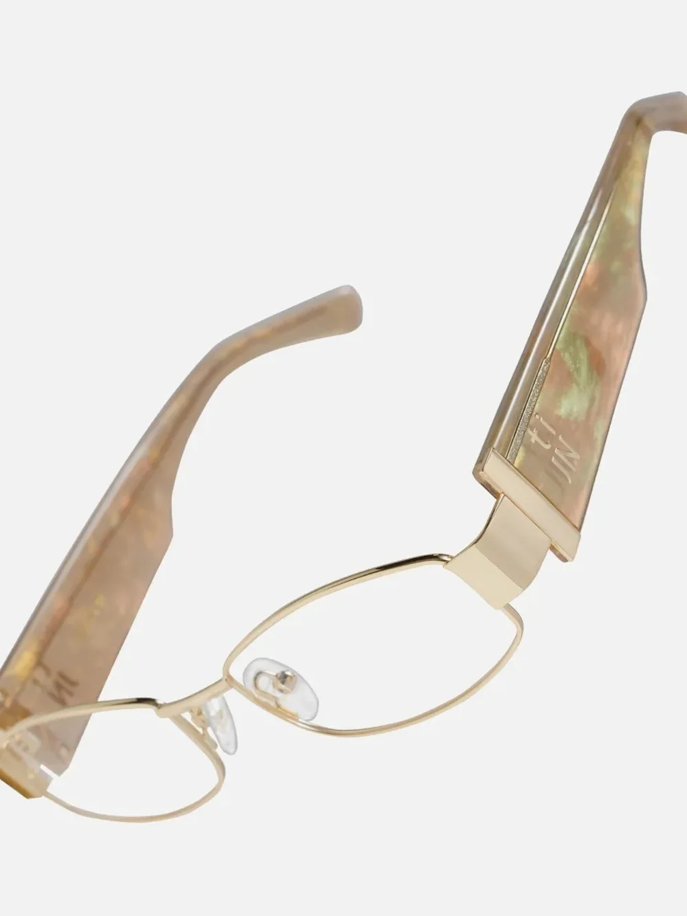 TIJN Talani Blue Light Gold Frame Reading Glasses with Marbled Tan Temples